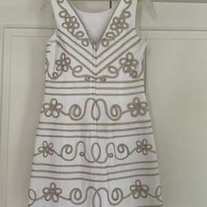 Lilly Pulitzer  Sleeveless White/Gold Trimmed Dress Size 0